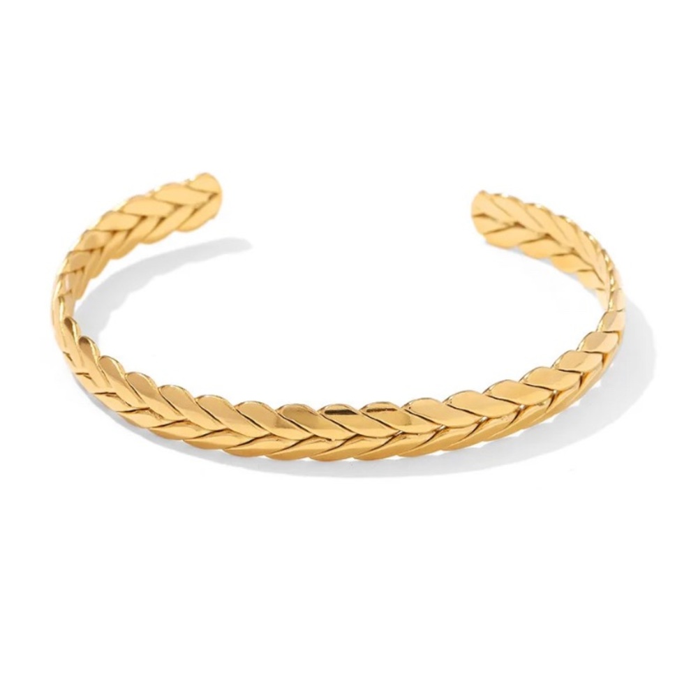18k Gold Dipped Wheat Shaped Cuff Bracelet Pulsera De Mujer Dorado